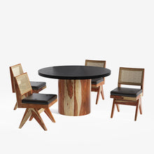 Load image into Gallery viewer, Luis-Jean Textured Black Dining Table Set with Premium Trimming - 2, 4 & 6 Seater/ All sizes
