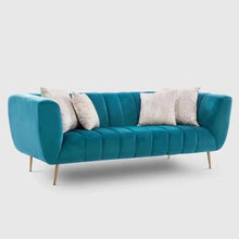 Load image into Gallery viewer, Peppermint Straight Line Sofa Set in Blue