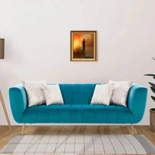 Load image into Gallery viewer, Peppermint Straight Line Sofa Set in Blue