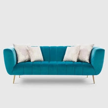 Load image into Gallery viewer, Peppermint Straight Line Sofa Set in Blue