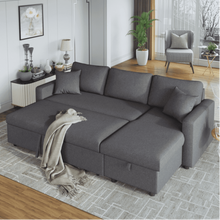 Load image into Gallery viewer, Glossy L-Shaped Sectional Storage Sofa Cum Bed