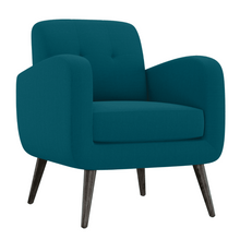 Load image into Gallery viewer, Keflavik Mid-century Peacock Blue Linen Arm Chair
