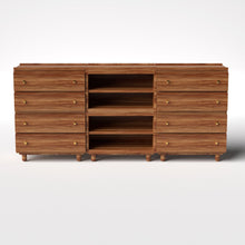 Load image into Gallery viewer, Stava Modular Credenza System | Solid Walnut/Teak/Oak Wood (4x3) | 8 Feet Length

