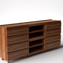 Load image into Gallery viewer, Stava Modular Credenza System | Solid Walnut/Teak/Oak Wood (4x3) | 8 Feet Length
