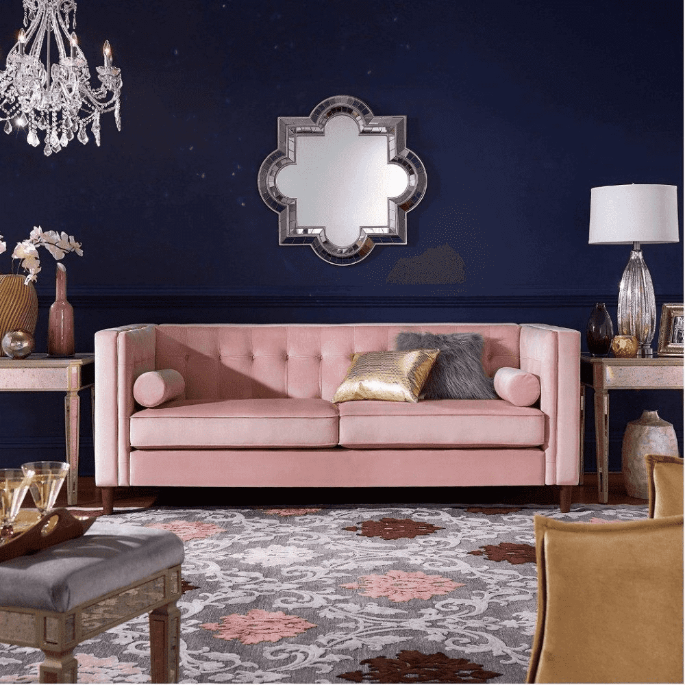 Brew Pink Suede Sofa or Loveseat with Pillows