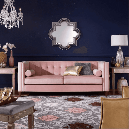 Brew Pink Suede Sofa or Loveseat with Pillows