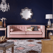 Load image into Gallery viewer, Brew Pink Suede Sofa or Loveseat with Pillows
