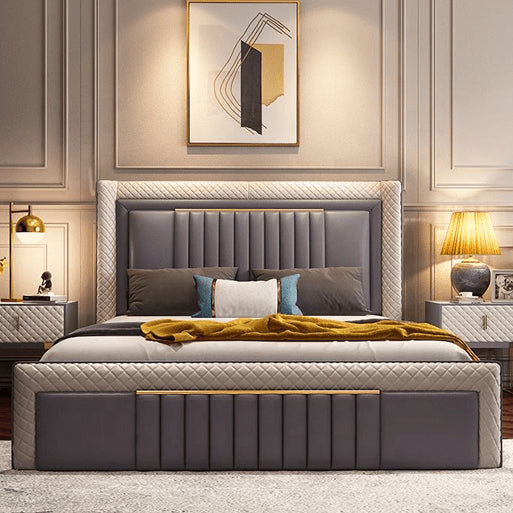 Golden Mayer Matita Customizable Upholstered Bed - Minimalist Design with Optional Storage Capabilities