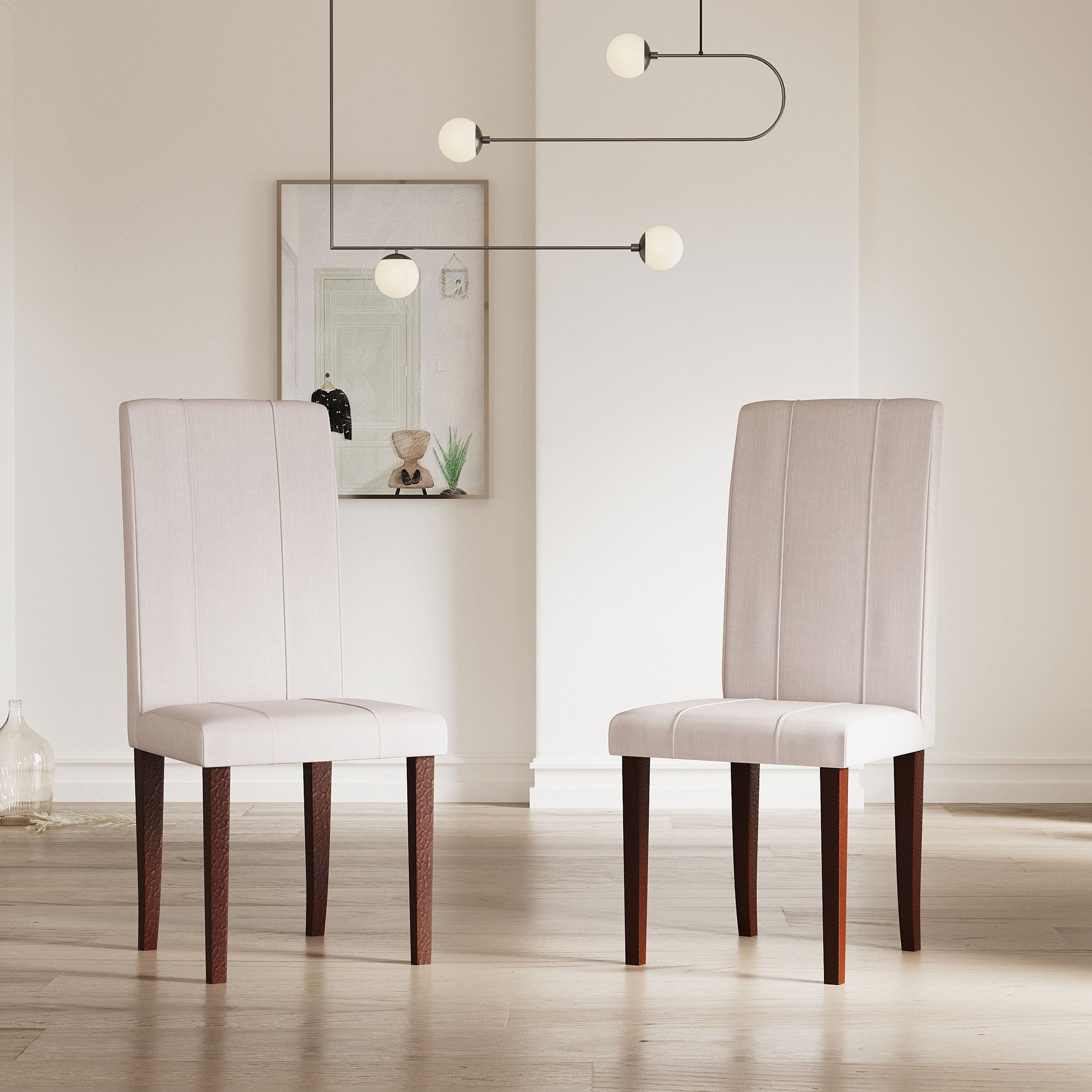 Golden Mayer Elderberry Solid Rubber Wood 2-Fully Cushioned Fabric Dining Chairs in Walnut Finish