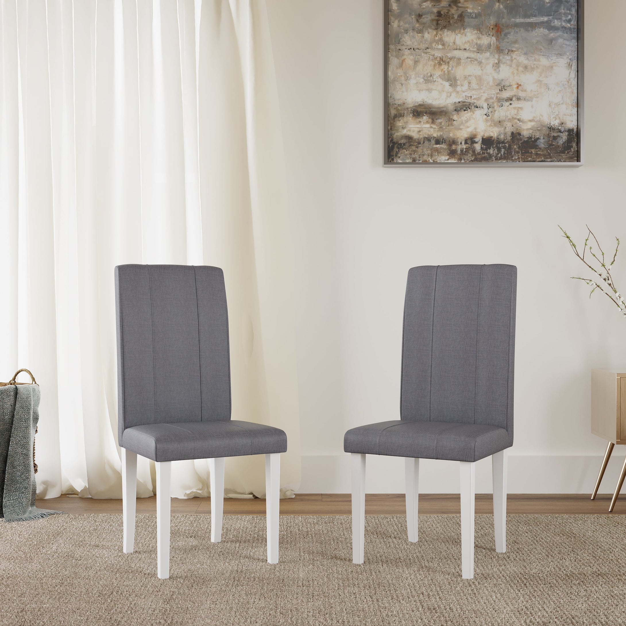 Golden Mayer Cranberry Set of 2 Dining Chair with Fully Cushioned Fabric base and back in White color
