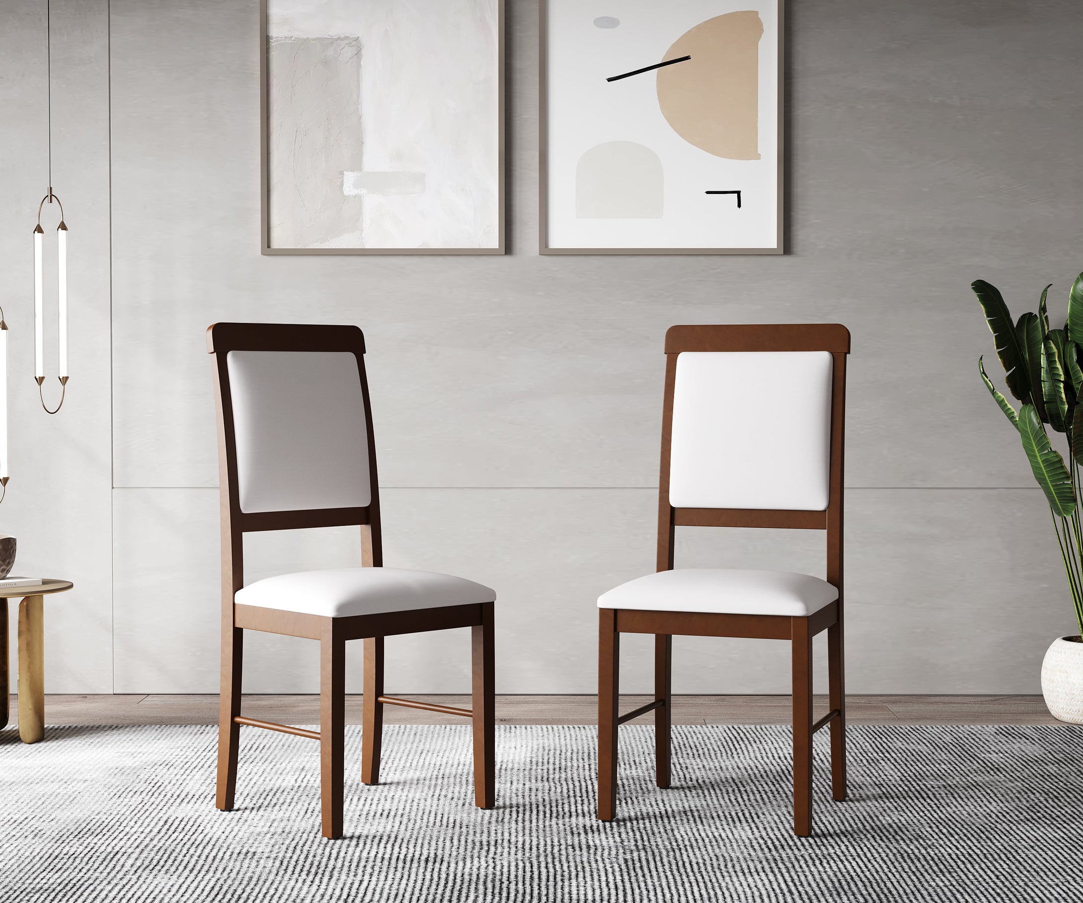 Golden Mayer Huckleberry Set of 2 Dining Chair with Cushioned Fabric base & back in walnut color