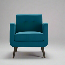 Load image into Gallery viewer, Keflavik Mid-century Peacock Blue Linen Arm Chair
