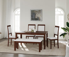 Load image into Gallery viewer, Golden Mayer Elderberry Solid  Wood 6-Seater Dinning Table | 4-Cushioned Fabric Dining Chair  | 1-Cushioned Fabric Dining Bench in Walnut Finish
