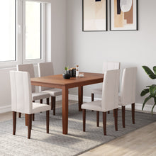 Load image into Gallery viewer, Golden Mayer Elderberry Solid Wood 6-Seater Dinning Table | 6-Fully Cushioned Fabric Dining Chair in Walnut Finish
