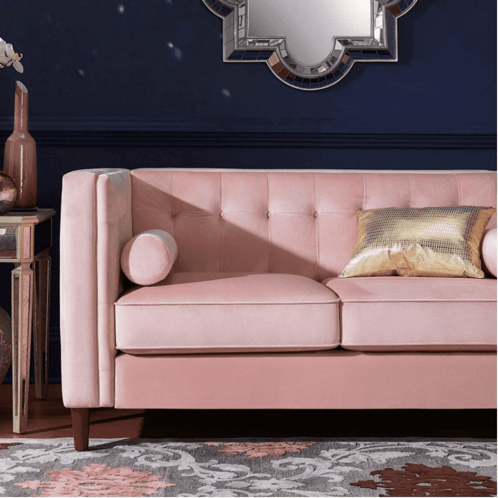 Brew Pink Suede Sofa or Loveseat with Pillows