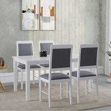 Load image into Gallery viewer, Golden Mayer Mulberry Solid Rubber Wood 4-Seater Dinning Table | 4-Cushioned Fabric Dining Chair in White Finish
