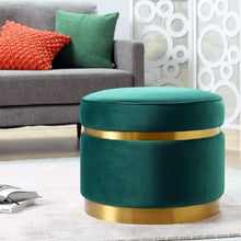 Load image into Gallery viewer, Petal Round Ottoman In Velvet Fabric
