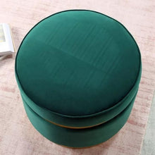 Load image into Gallery viewer, Petal Round Ottoman In Velvet Fabric

