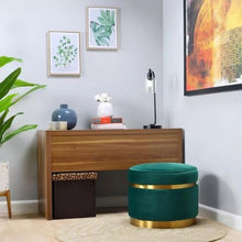 Load image into Gallery viewer, Petal Round Ottoman In Velvet Fabric
