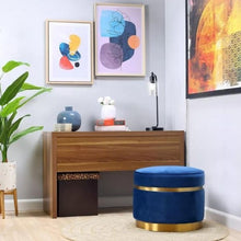 Load image into Gallery viewer, Petal Round Ottoman In Velvet Fabric
