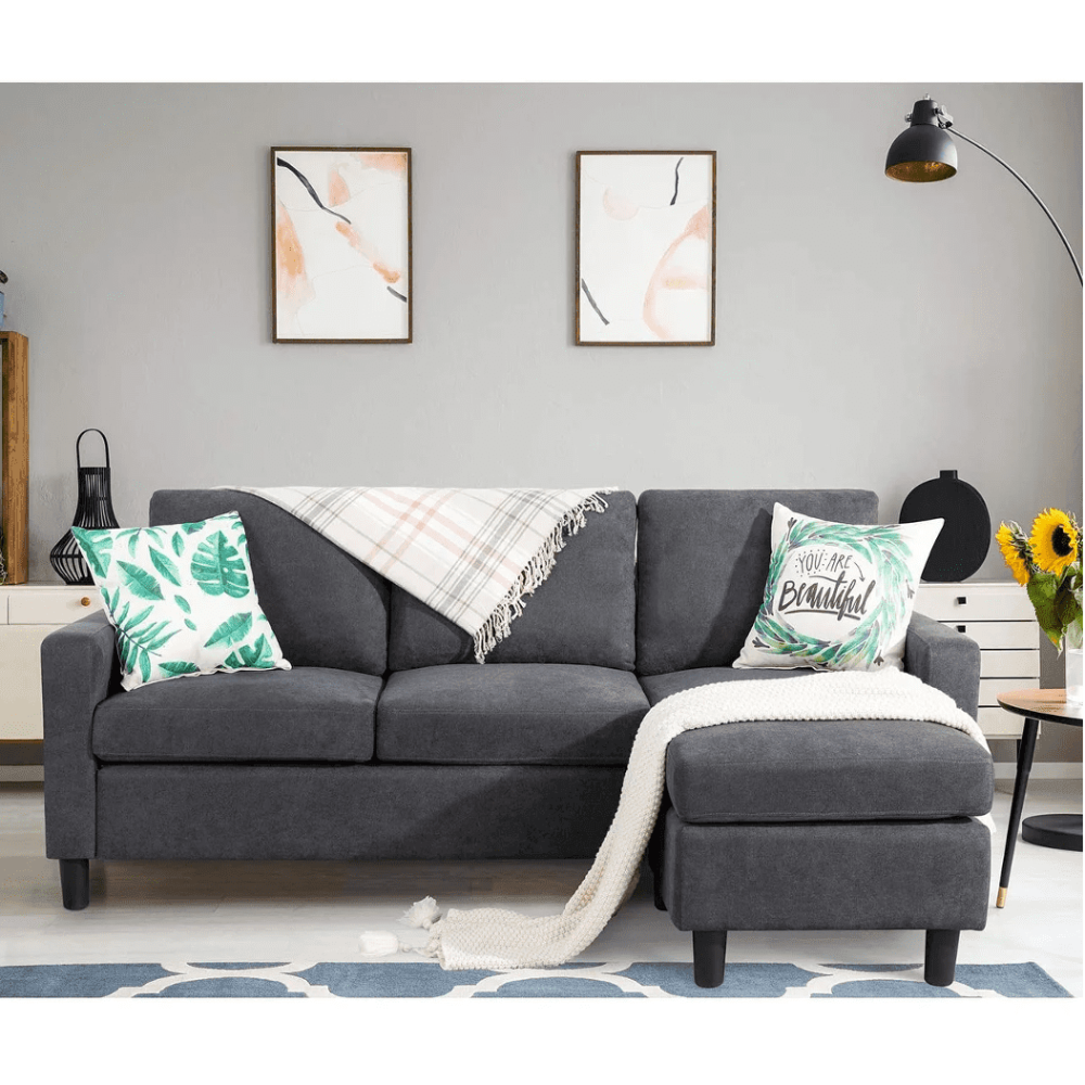 Futz Linen Upholstered L-shaped Sectional Sofa