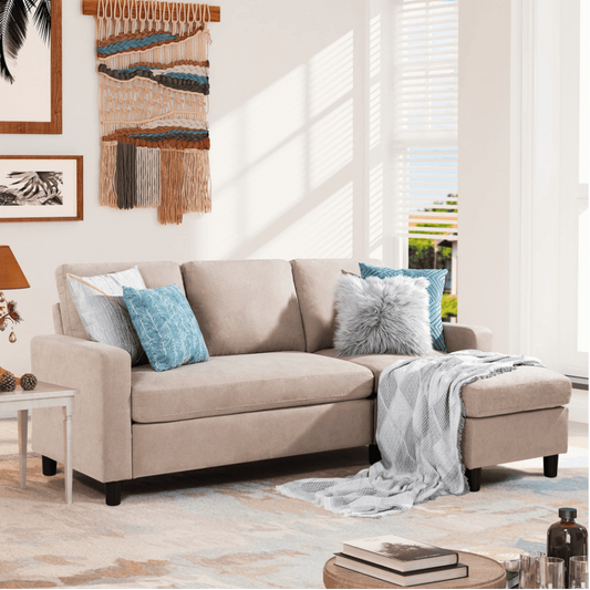 Futz Linen Upholstered L-shaped Sectional Sofa