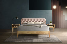 Load image into Gallery viewer, Golden Mayer Asiatic Designer Wood Queen Size Bed Designer Upholstered Headboard
