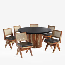 Load image into Gallery viewer, Luis-Jean Textured Black Dining Table Set with Premium Trimming -  2, 4 &amp; 6 Seater/ All sizes
