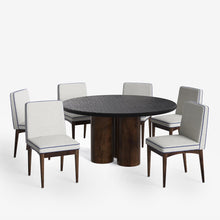 Load image into Gallery viewer, Amor-Lidia Textured Black Dining Table Set with Premium Trimming -  2, 4 &amp; 6 Seater/ All sizes
