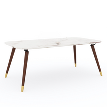 Load image into Gallery viewer, Fresco White Marble Coffee Table In Dark Walnut Finish
