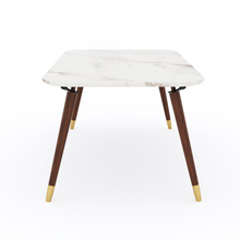 Load image into Gallery viewer, Fresco White Marble Coffee Table In Dark Walnut Finish
