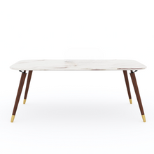 Load image into Gallery viewer, Fresco White Marble Coffee Table In Dark Walnut Finish
