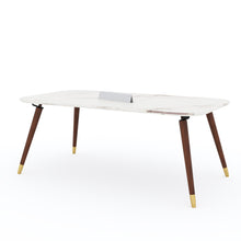Load image into Gallery viewer, Fresco White Marble Coffee Table In Dark Walnut Finish
