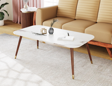 Load image into Gallery viewer, Fresco White Marble Coffee Table In Dark Walnut Finish
