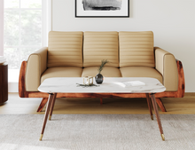 Load image into Gallery viewer, Fresco White Marble Coffee Table In Dark Walnut Finish
