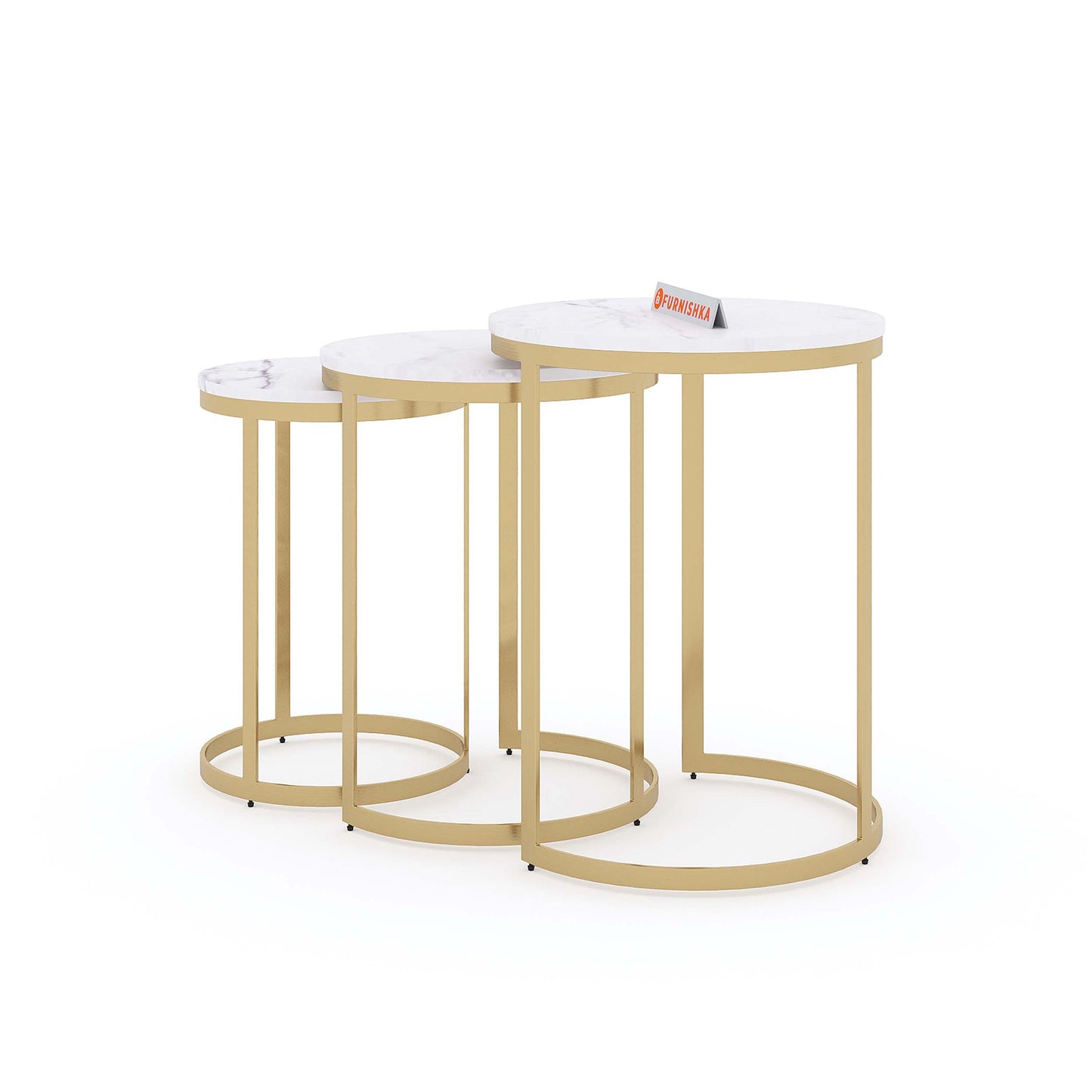 EthnoGlow Sagra Nesting Side Table Set of 3 In Gold Finish