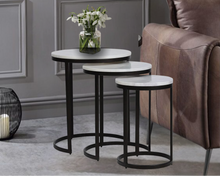 Load image into Gallery viewer, EthnoGlow Sagra Nesting Marble Side Table Set of 3 in Black Finish
