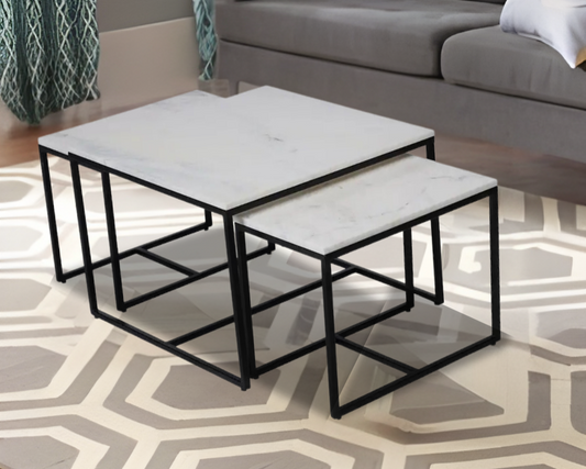 Arina Marble Nesting Coffee Table in Dark Bronze Finish
