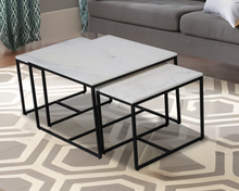 Load image into Gallery viewer, Arina Marble Nesting Coffee Table in Dark Bronze Finish
