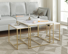 Load image into Gallery viewer, Arina Marble Nesting Coffee Table In Gold Finish
