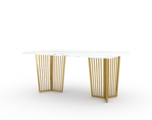 Load image into Gallery viewer, Pearsk Dining Table with White Engineered Marble Top - 4 Seater
