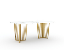 Load image into Gallery viewer, Pearsk Dining Table with White Engineered Marble Top - 4 Seater
