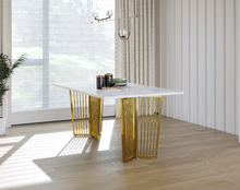 Load image into Gallery viewer, Pearsk Dining Table with White Engineered Marble Top - 4 Seater
