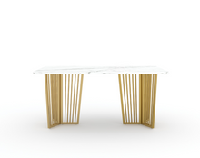 Load image into Gallery viewer, Pearsk Dining Table with White Engineered Marble Top - 4 Seater
