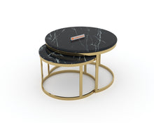 Load image into Gallery viewer, Arcus Nesting Coffee Table with Black Engineered Marble Top
