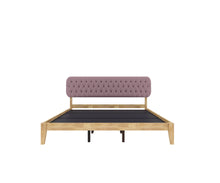 Load image into Gallery viewer, Golden Mayer Asiatic King Size Bed In Designer Upholstered Headboard in Natural Colour
