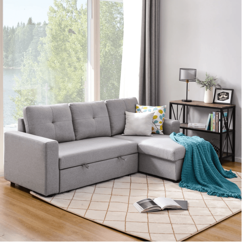 Roxy L-Shaped Sectional Storage Sofa Cum Bed