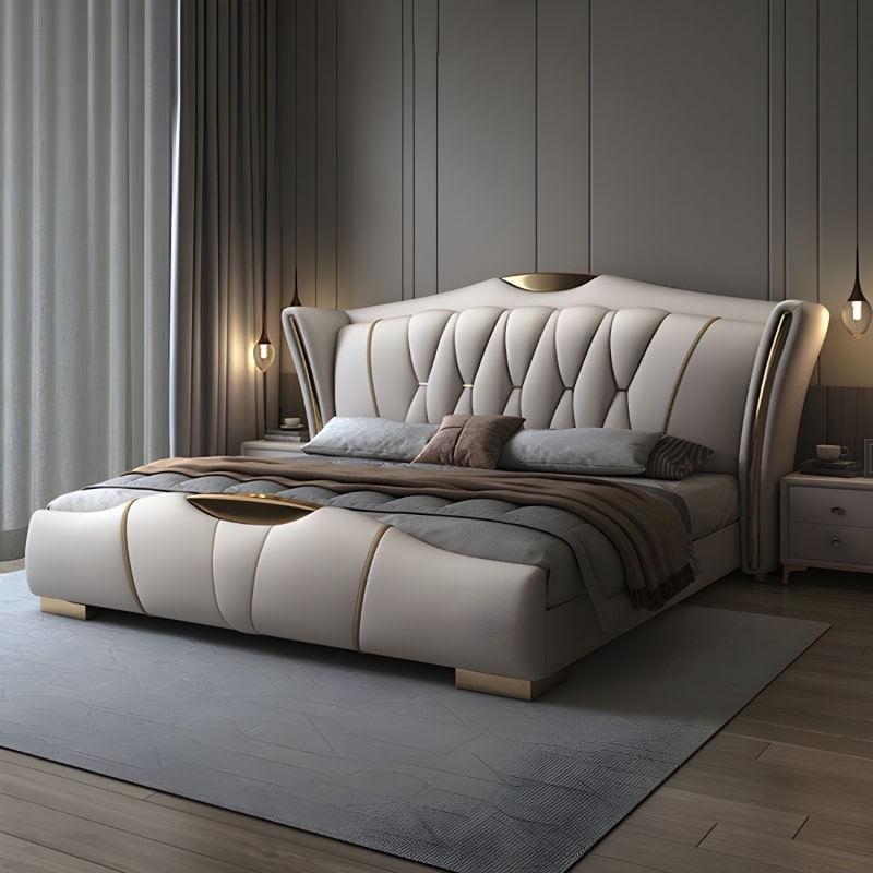 Golden Mayer Lennox Customizable Upholstered Bed with Optional Storage - Sleek and Stylish Design
