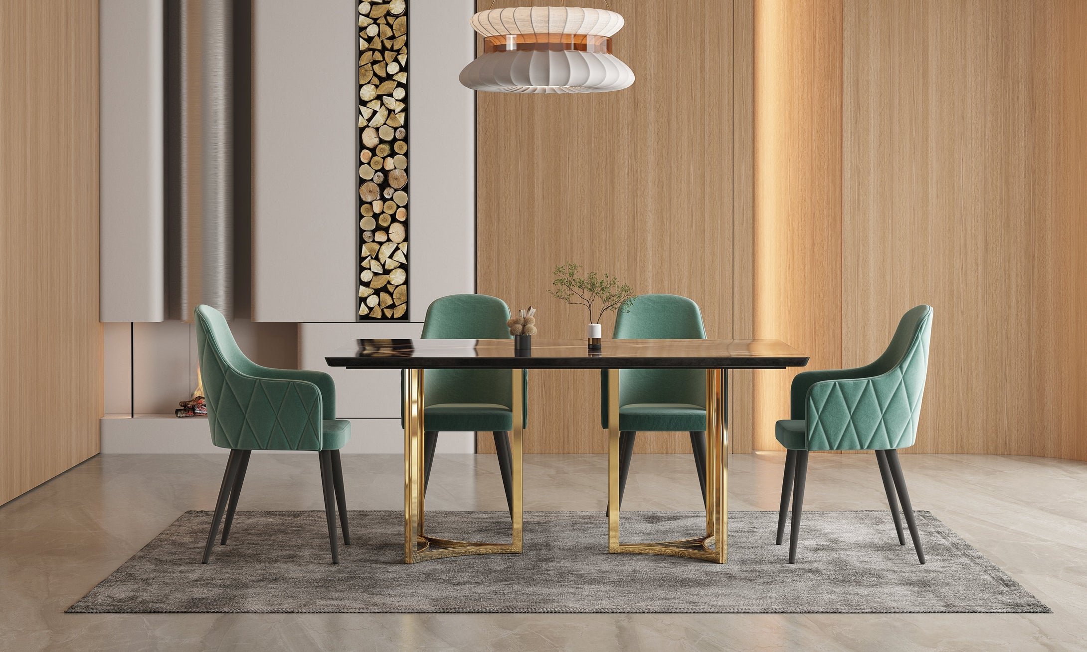 Napoli 6 Seater Dining Table - Ceramic Golden Portoro