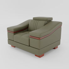 Load image into Gallery viewer, Leather Sofa Rossato | Adjustable Headrest &amp; Wooden Panel Armrests | Premium Design with Console Options: Speakers, Storage, &amp; Cup Holders | Direct from Factory
